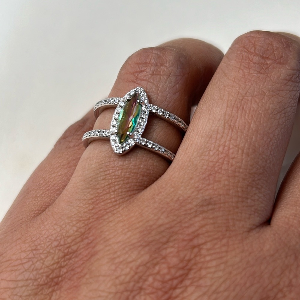 Lab Created Green Rainbow Topaz Ring